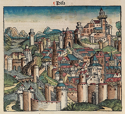 Изображение Пизы из Нюрнбергской хроники 1493 года