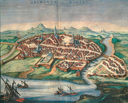 Вид на Римини, гравюра Георга Брауна (1572 г.)