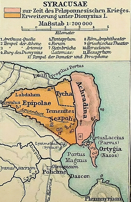 Карта древних Сиракуз