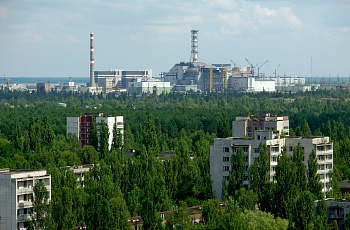 Вид на Чернобыльскую АЭС